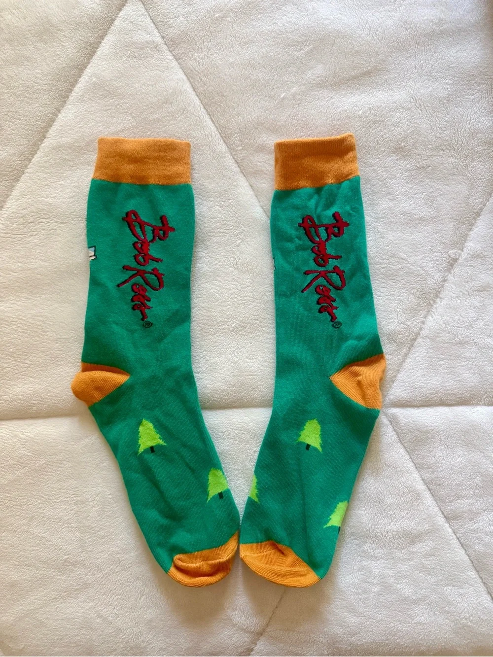 Bob Ross Socks in Teal with Orange Accents